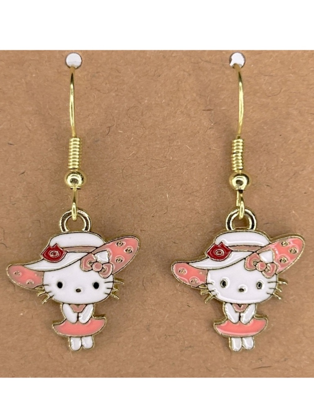 *LAST SET* 18k Gold Platted Hook Hello Kitty Dangle Earrings Fashion Jewelry